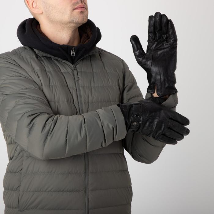 Перчатки мужские, р-р 11.5, гладкие, подклад флис, цвет чёрный