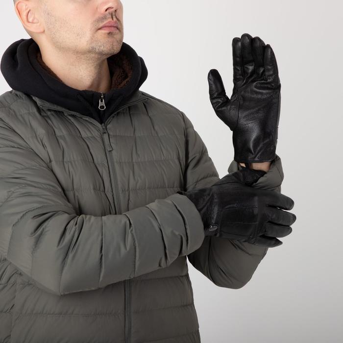 Перчатки мужские, р-р 10, подклад флис, цвет чёрный