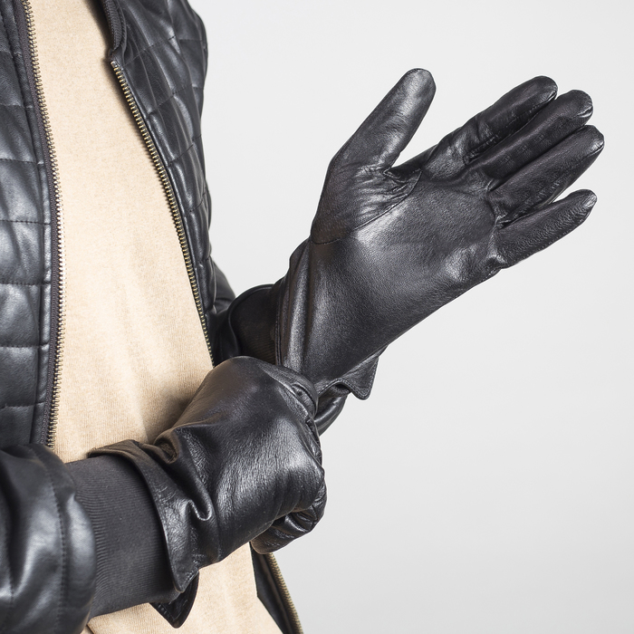 Перчатки мужские, р-р 11.5, гладкие, подклад флис, цвет чёрный