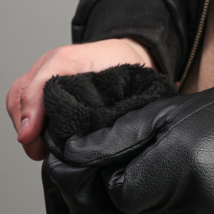 Перчатки мужские безразмерные, подклад искусственный мех, цвет чёрный