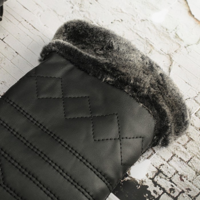 Перчатки мужские безразмерные, подклад искусственный мех, цвет чёрный