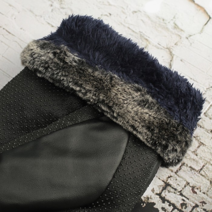 Перчатки мужские безразмерные, подклад искусственный мех, цвет чёрный