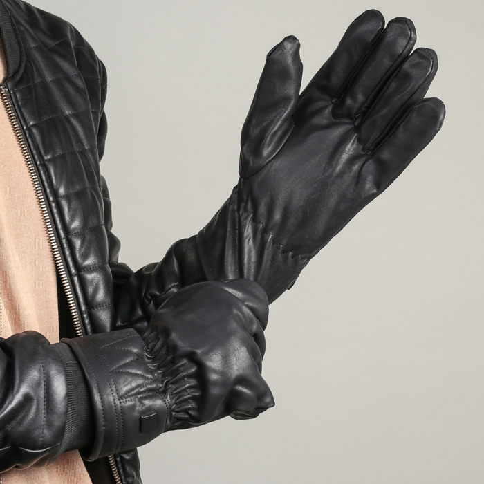 Перчатки мужские безразмерные, подклад флис, цвет чёрный