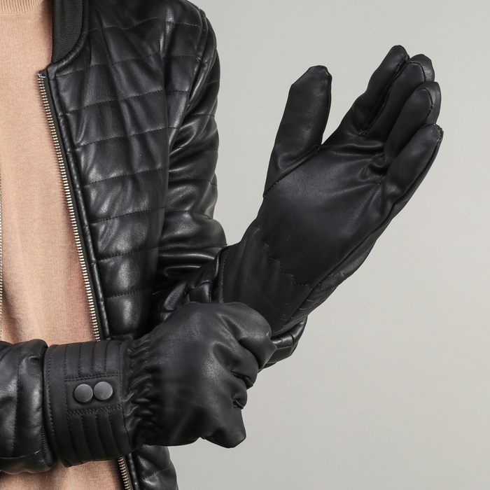 Перчатки мужские безразмерные, подклад флис, цвет чёрный