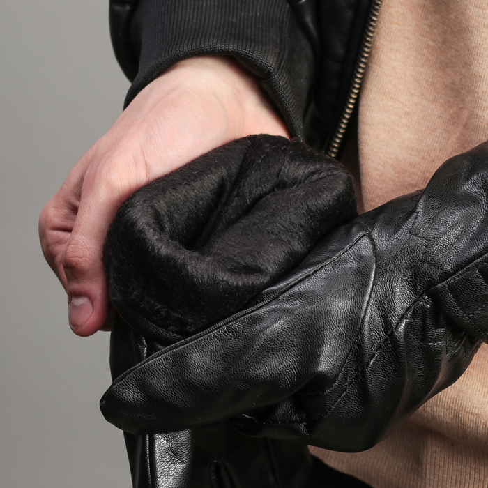 Перчатки мужские безразмерные, подклад флис, цвет чёрный