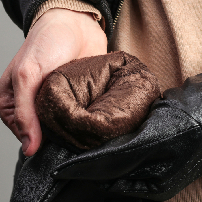 Перчатки мужские безразмерные, подклад флис, цвет чёрный