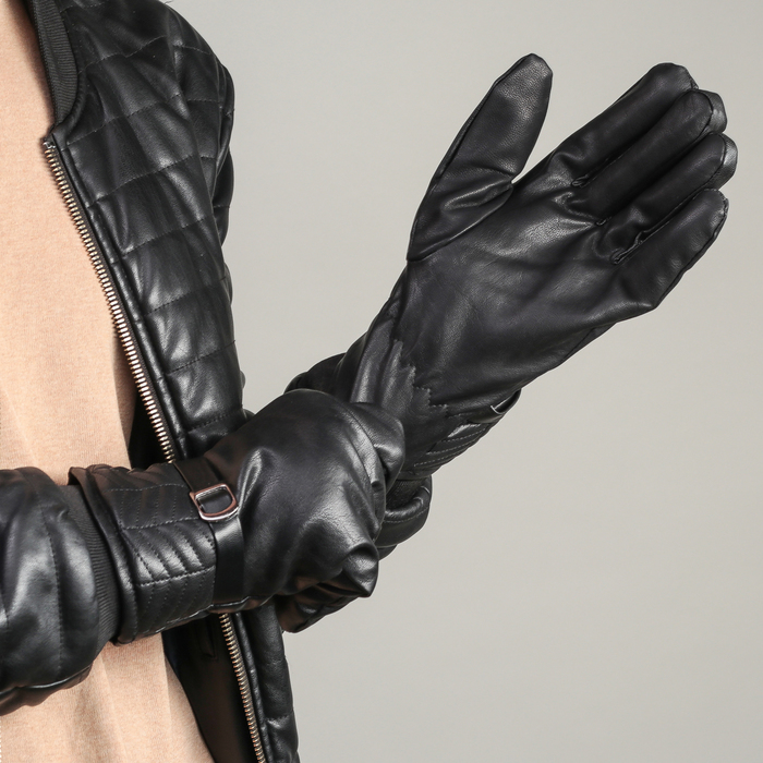 Перчатки мужские безразмерные, подклад флис, цвет чёрный