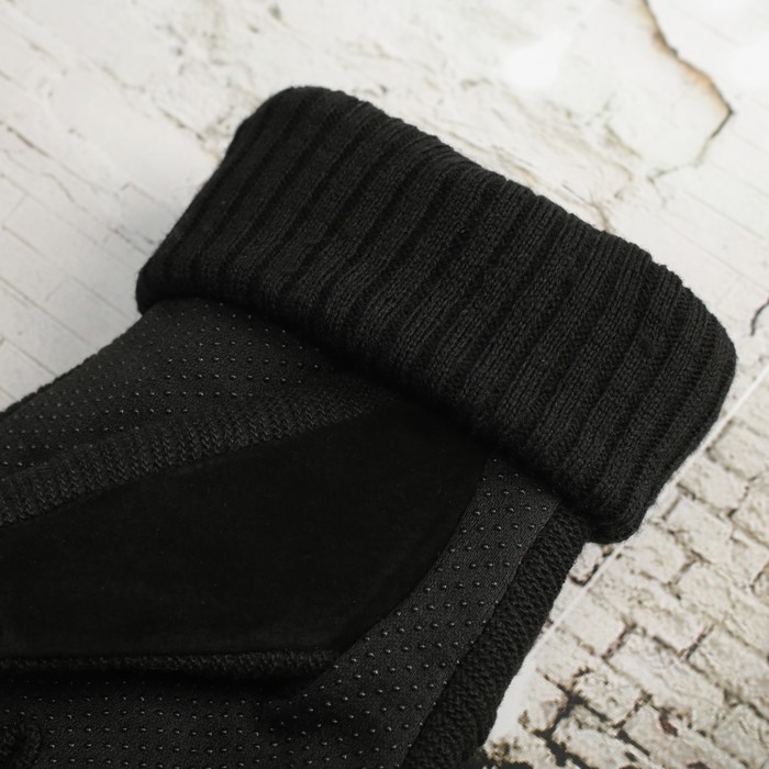 Перчатки мужские безразмерные, комбинированные, подклад флис, цвет чёрный