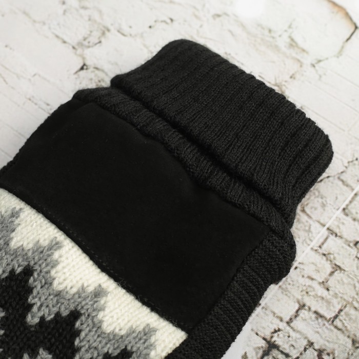 Перчатки мужские безразмерные, комбинированные, подклад флис, цвет чёрный