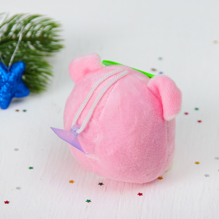 Мягкая игрушка-присоска "Свинюшка в очках" цвета микс