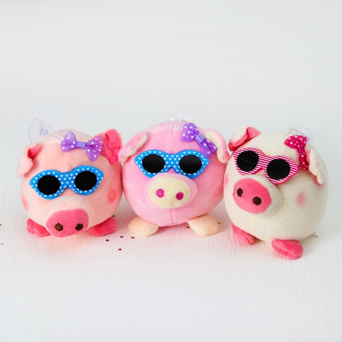 Мягкая игрушка-присоска "Хрюша в очках" цвета микс
