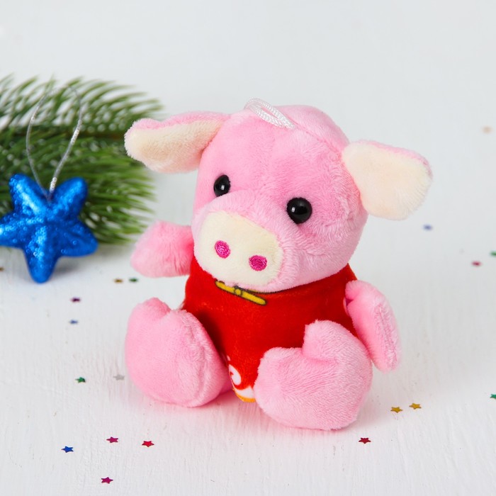 Мягкая игрушка-присоска "Хрюшка в жилетке" цвета микс