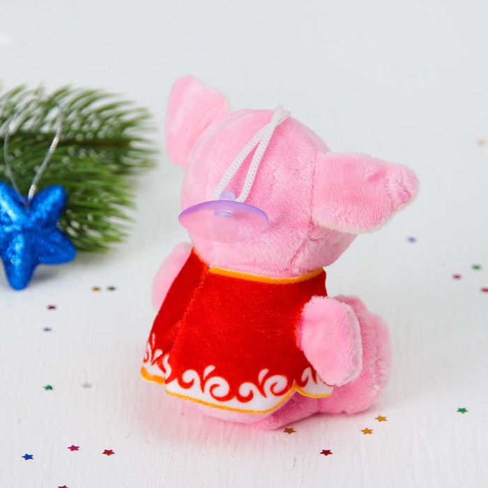 Мягкая игрушка-присоска "Хрюшка в жилетке" цвета микс