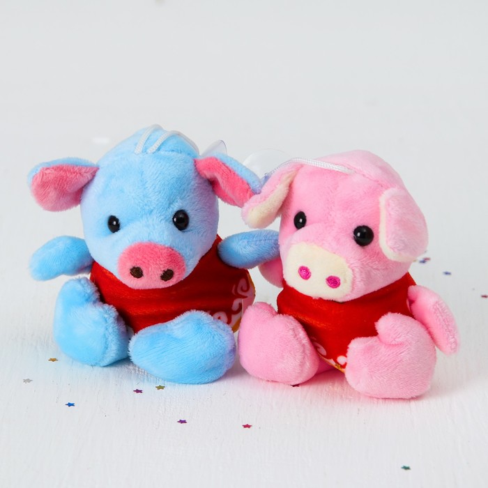 Мягкая игрушка-присоска "Хрюшка в жилетке" цвета микс