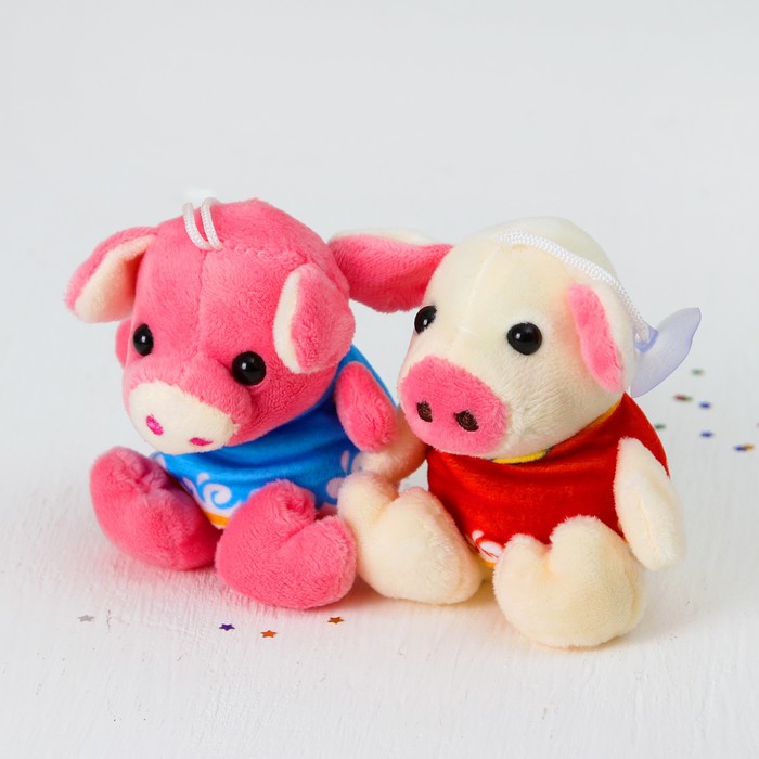 Мягкая игрушка-присоска "Хрюшка в жилетке" цвета микс