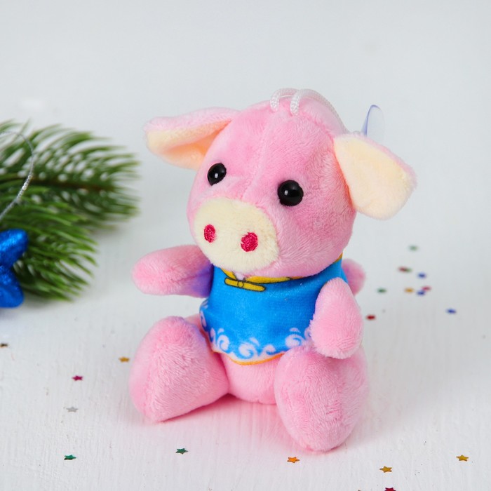 Мягкая игрушка-присоска "Свинюшка в жилетке" цвета микс