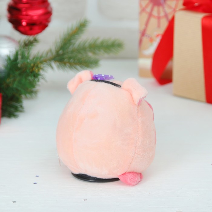 Мягкая музыкальная игрушка-копилка "Свинка с бантиком" светятся щёчки, цвета микс