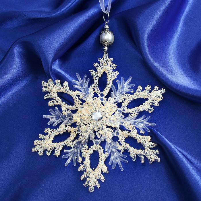 Украшение ёлочное Узорчатая снежинка d-13,2 см, микс, прозрачный украшение ёлочное снежинка 25 см цвет белый