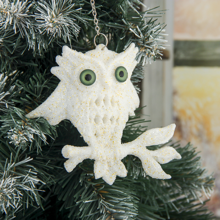 Украшение ёлочное "Филин" белый 12,5*10 см
