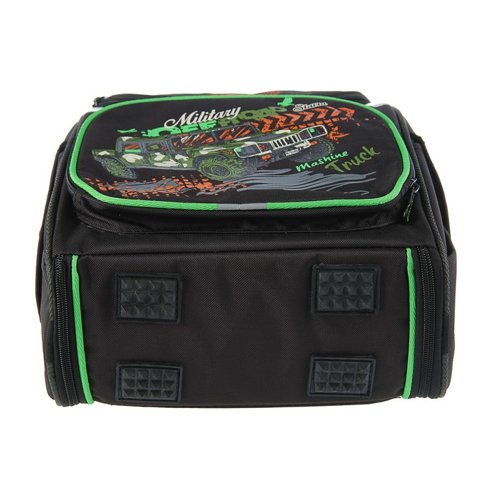 Ранец Стандарт раскладной Stavia 37*26*15 мал "Милитари", чёрный 7627