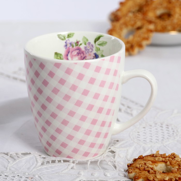 Кружка 370 мл "Кантри. Розовая клетка"