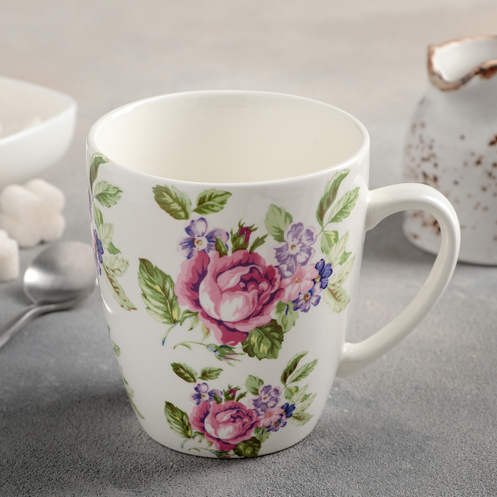 Кружка 370 мл "Кантри. Розовые цветы"