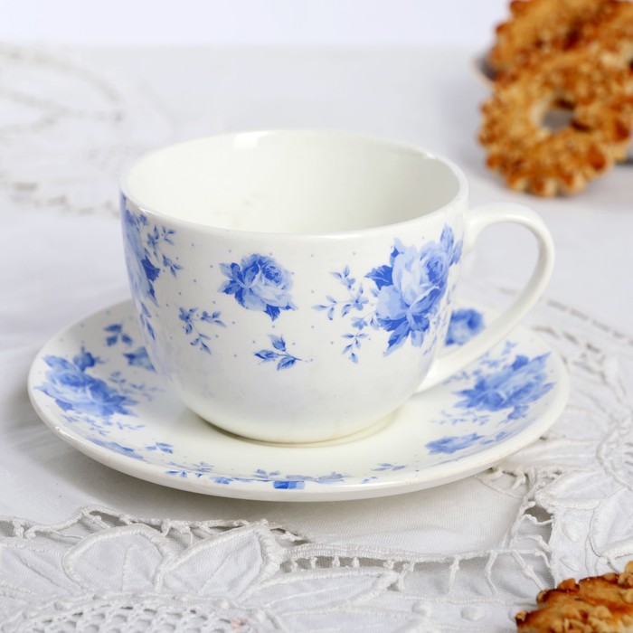 Чайная пара 240 мл "Кантри. Синие цветы"