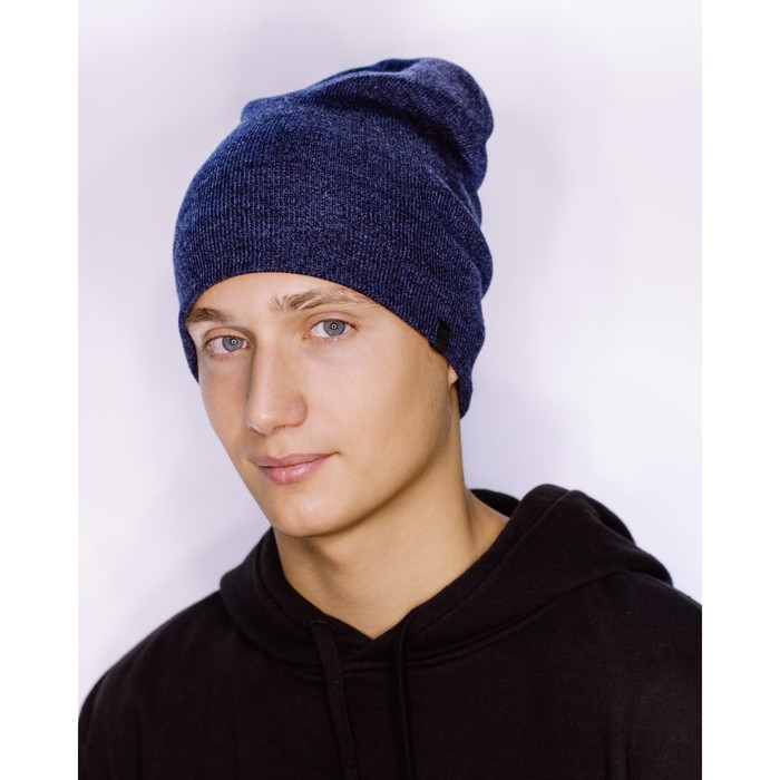 Шапка мужская демисезонная "ФЛАЕР М" 830110 цвет джинс меланж, р-р 56-58