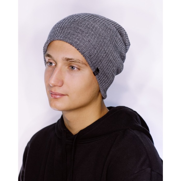 Шапка мужская "ТЕХНО-М" демисезонная 816304 цвет серый меланж, р-р 56-58
