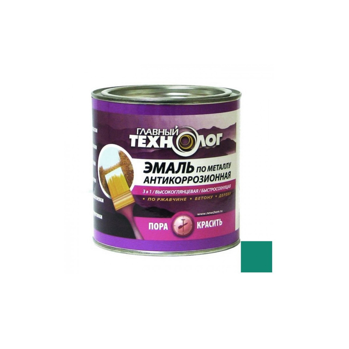 Эмаль антикоррозийная по металлу "Главный технолог" зеленая 0,75л