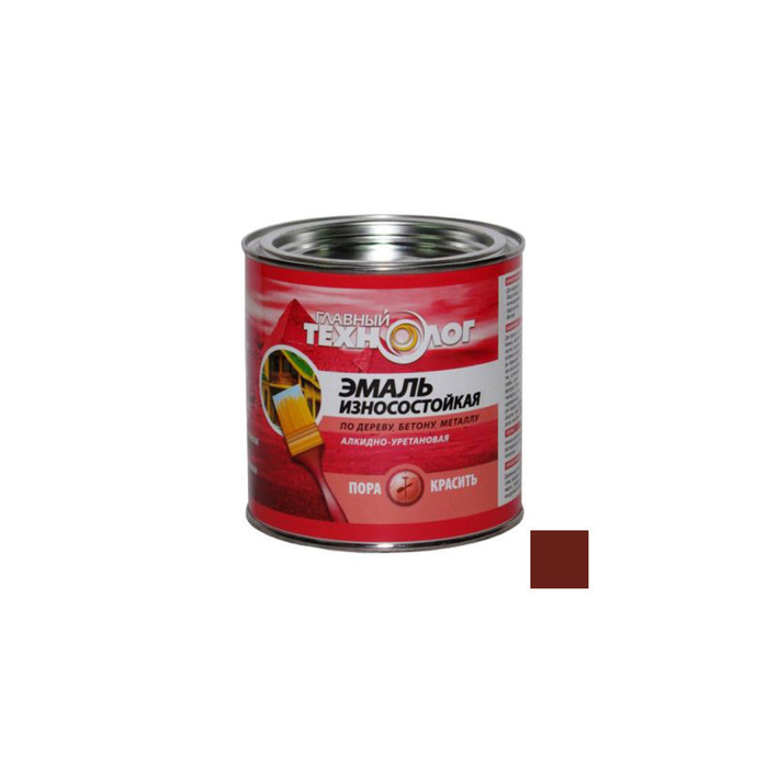 Эмаль износостойкая алкидно-уретановая "Главный технолог" коричневый 0,75кг