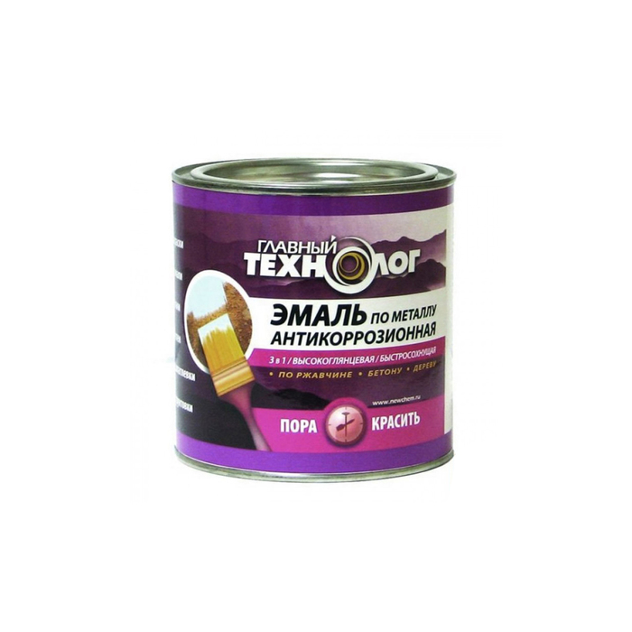 Эмаль антикоррозийная по металлу "Главный технолог" белая 0,75л