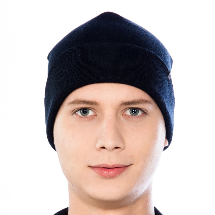 Шапка мужская демисезонная "МАКС" 818712 цвет тёмно-синий, р-р 56-58