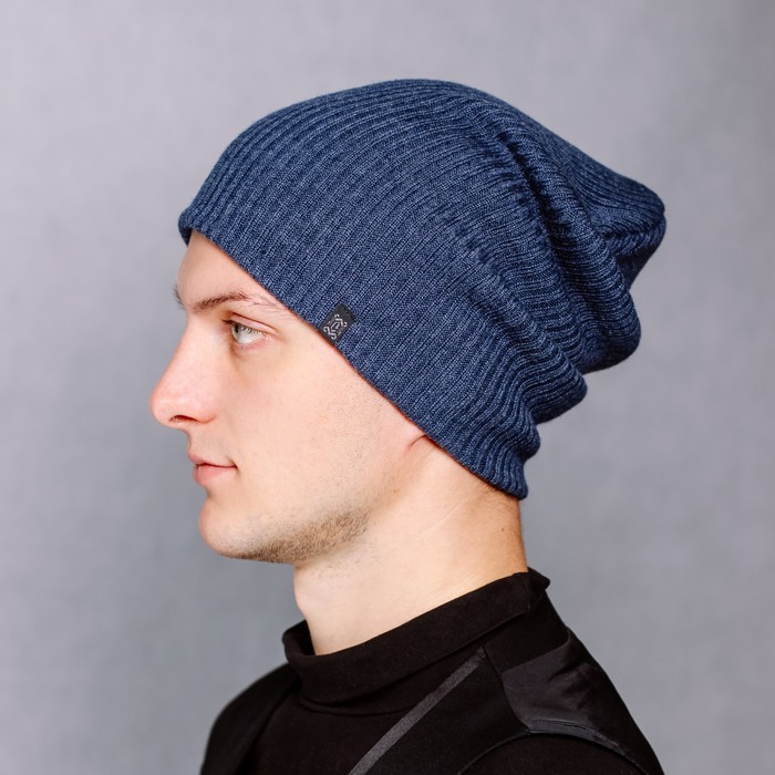 Шапка мужская демисезонная "НЕОН М" 816410 цвет джинсовый меланж, р-р 56-58