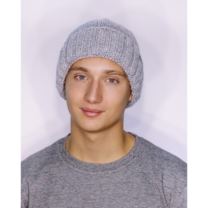 Шапка мужская "РИККИ" 827454 демисезонная цвет серый меланж, р-р 56-58