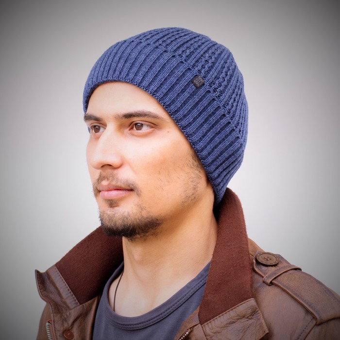 Шапка мужская демисезонная "СТОУН" 815209 цвет джинс, р-р 56-58