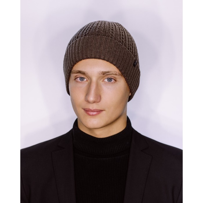 Шапка мужская демисезонная "СТОУН" 815243 цвет кофе, р-р 56-58