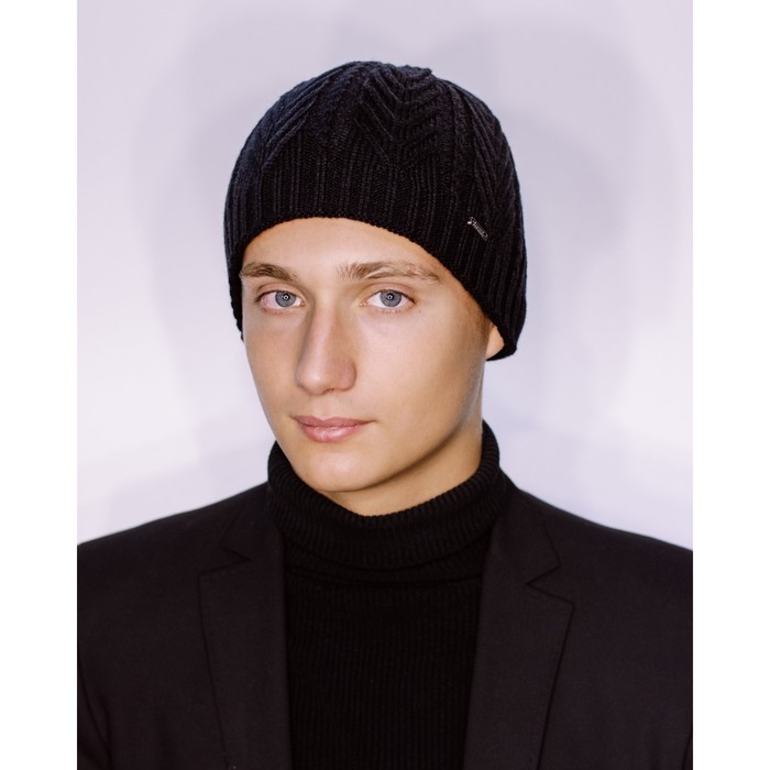 Шапка мужская демисезонная "МАЙКЛ" 827701 цвет чёрный, р-р 56-58