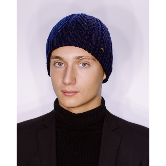 Шапка мужская демисезонная "МАЙКЛ" 827712 цвет тёмно-синий, р-р 56-58
