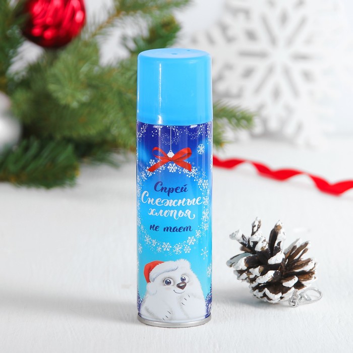 Спрей-снежные хлопья мелкие 150 мл, нетающие, цвет синий