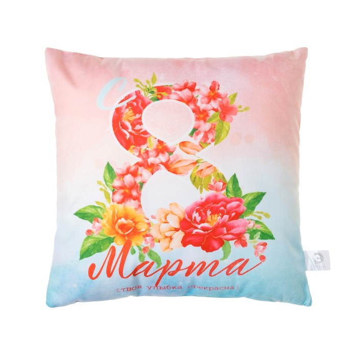 Наволочка декоративная &quot;Этель&quot; С 8 марта 40х40 см, велюр, 100% п/э