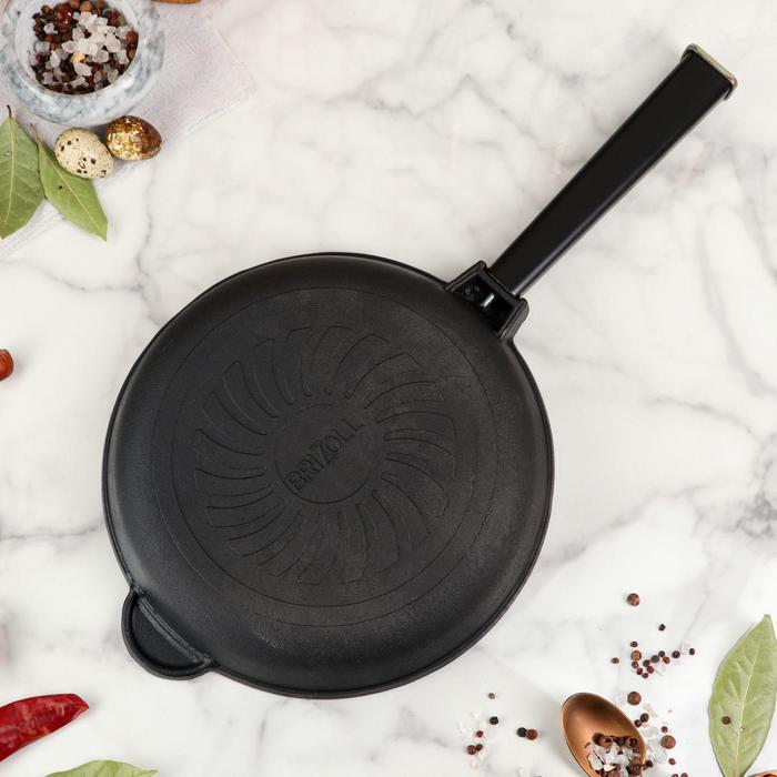 Сковорода чугунная гриль ТМ "BRIZOLL" 240х40 мм с ручкой "Optima-Black"