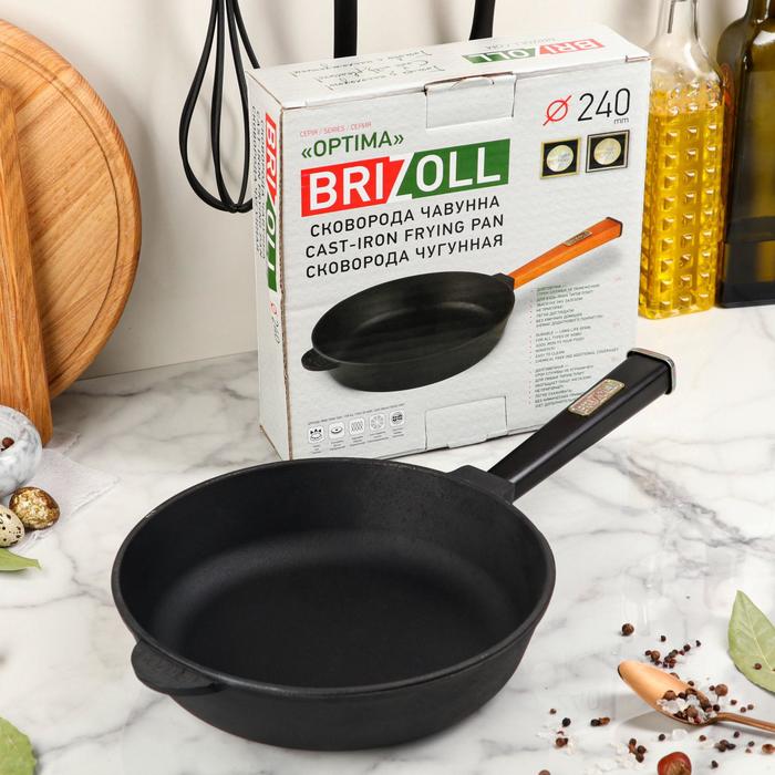 Сковорода чугунная ТМ "BRIZOLL" 240х60 мм с ручкой "Optima-Black"
