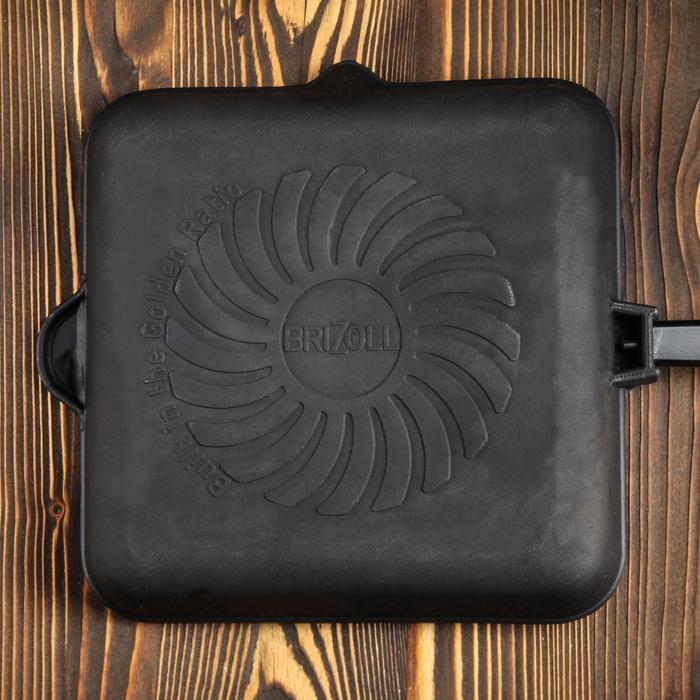 Сковорода чугунная квадратная гриль ТМ "BRIZOLL" 280х280х50 мм с ручкой "Optima-Black"