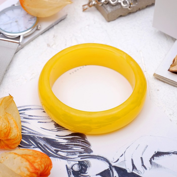 Браслет-кольцо, d=7мм "Янтарь", цвет жёлтый