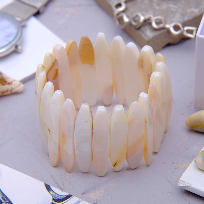 Браслет "Перламутр" заборчик, цвет молочный