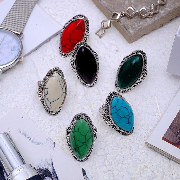 Кольцо безразмерное "МИКС камней"