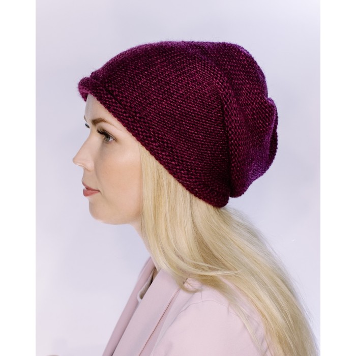 Шапка женская демисезонная "ДИВА" 825757 цвет тёмно-фиолетовый, р-р 56-58