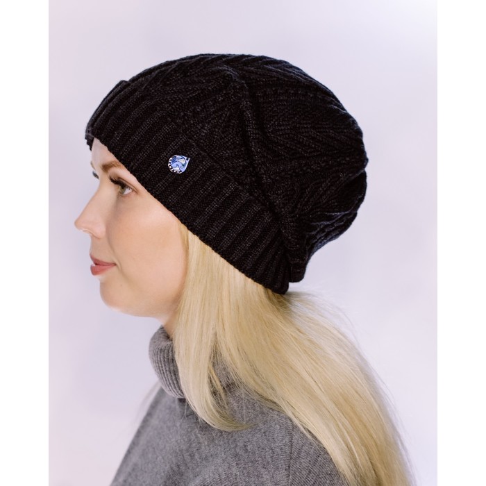Шапка женская демисезонная "АГНЕШКА" 825901 цвет чёрный, р-р 56-58