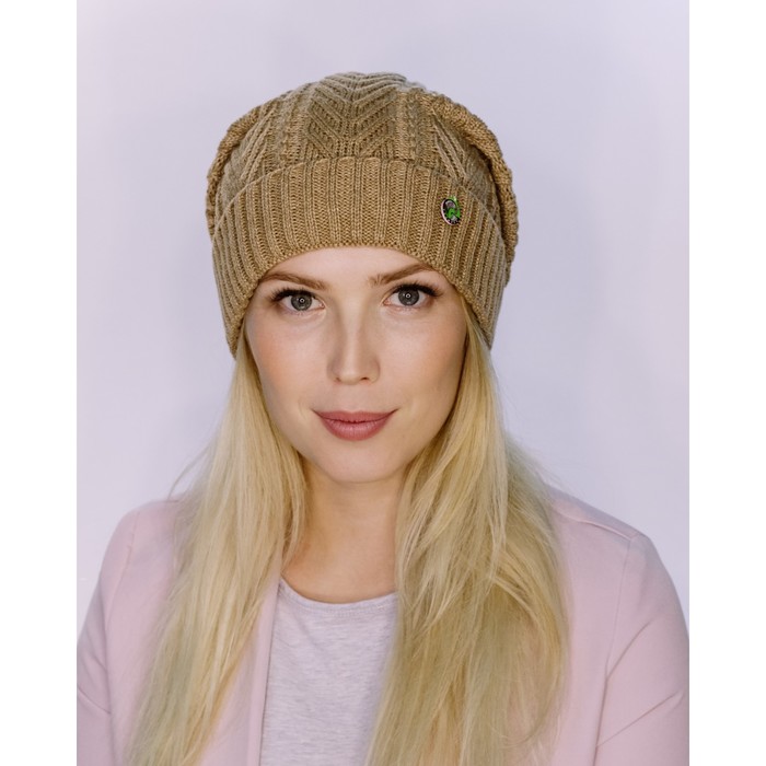 Шапка женская демисезонная "АГНЕШКА" 825915 цвет бежевый меланж, р-р 56-58